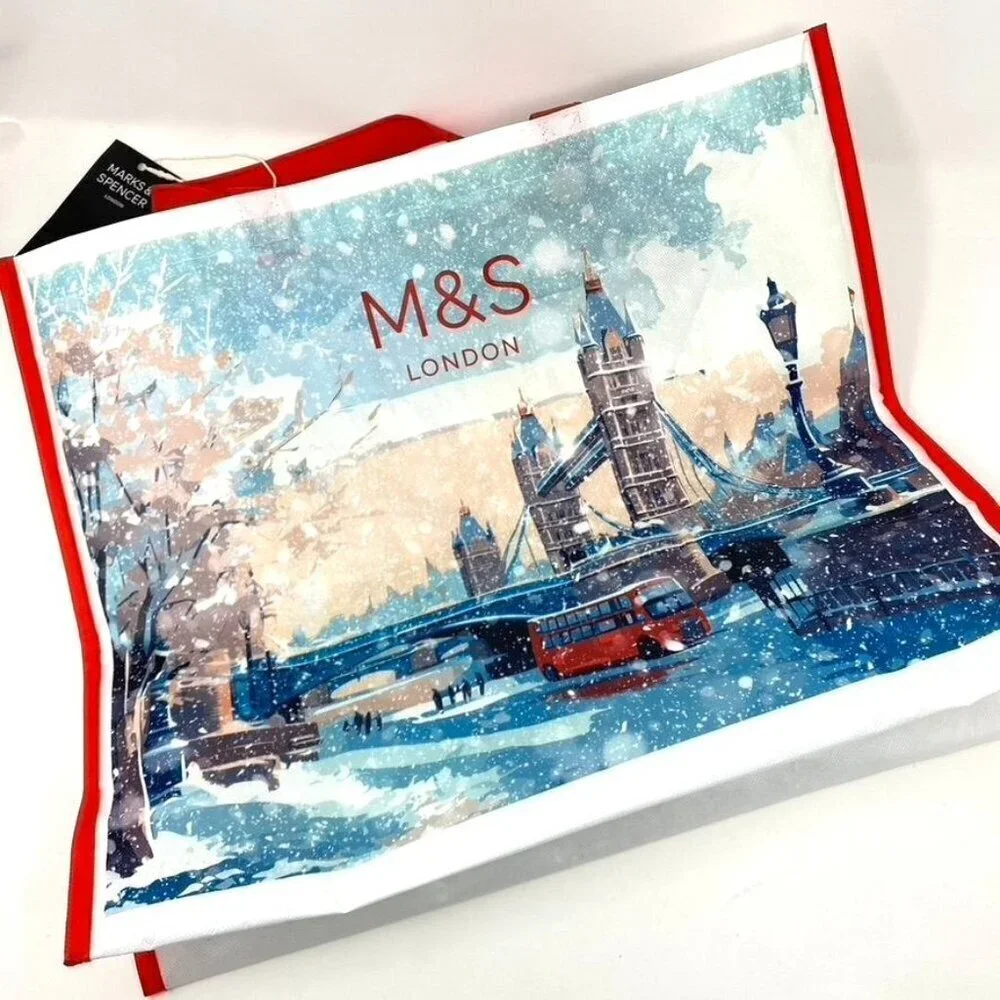 Marks & Spencer Reusable Holiday London Tote Large Shopper Bag Christmas